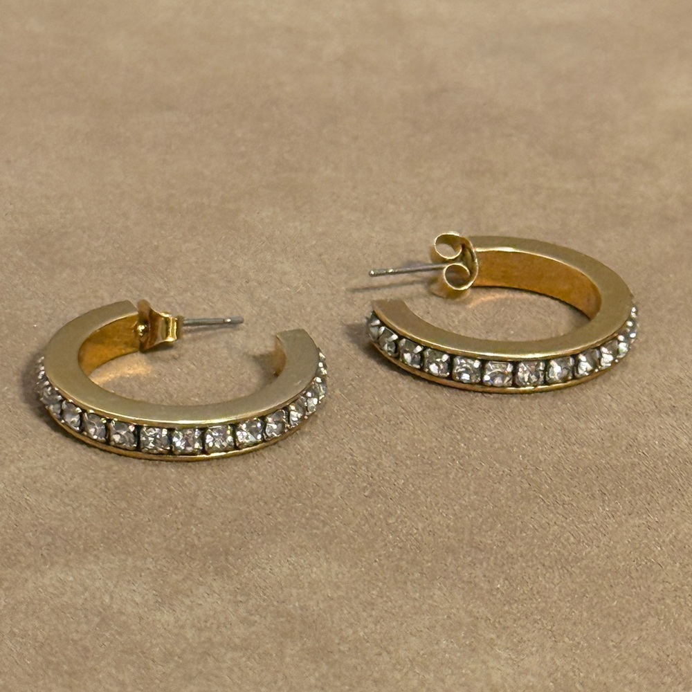 Gold-Tone Crystal Pavé Hoop Earrings